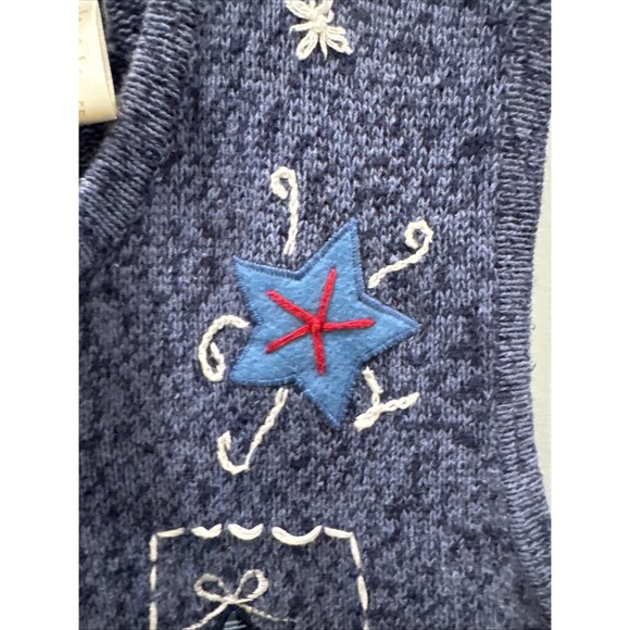 Bobbie Brooks Christmas Holiday Sweater Vest Size Large Snowman & Sleigh - Picture 9 of 12